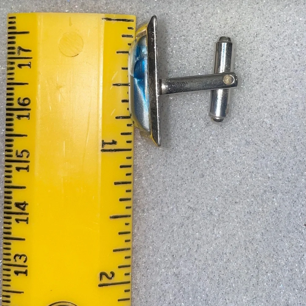 Replacement Lost SINGLE‎ Vintage Cuff Link Blue Stone & Silver